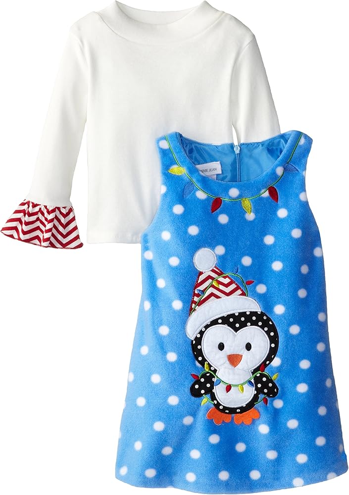 Bonnie Jean Little Girls' Dress Penguin Dot Fleece Jumper Set