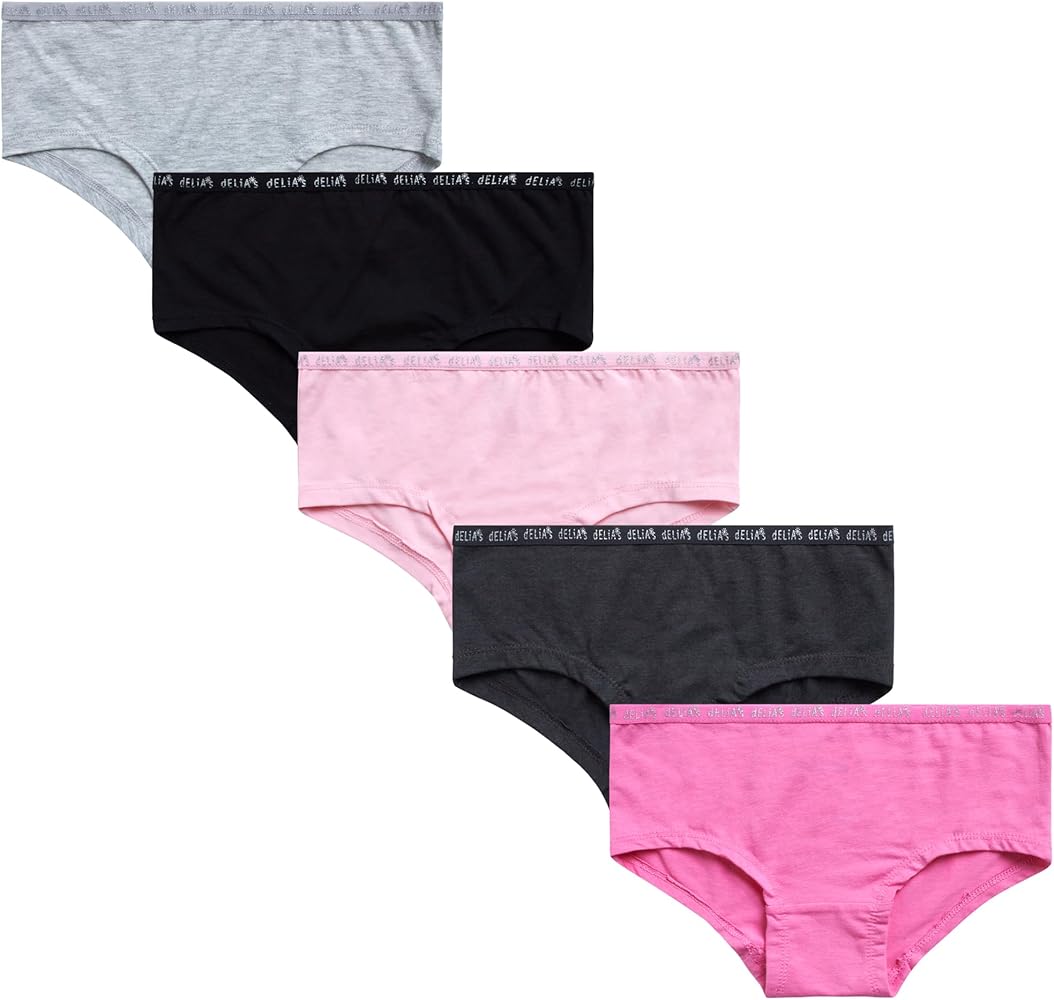 Girls’ Underwear – 5 Pack Stretch Cotton Boyshort Panties (6-14)