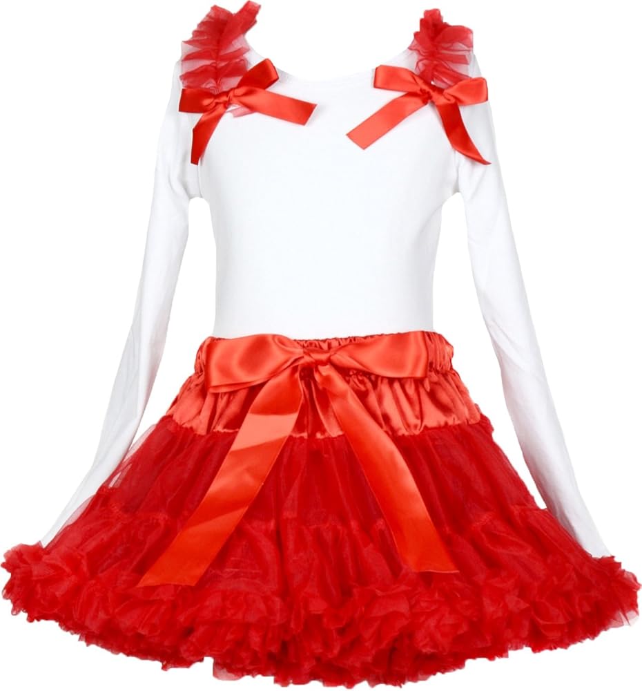 Petitebella Christmas Dress White Cotton L/s Shirt Solid Red Skirt Set Xmas Clothing 1-8y