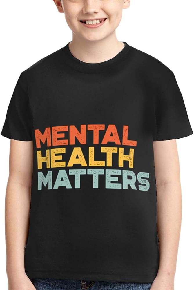 Mental Health Awareness Boys Girls Shirts Kids Short Sleeve Classic Crewneck Top Tee