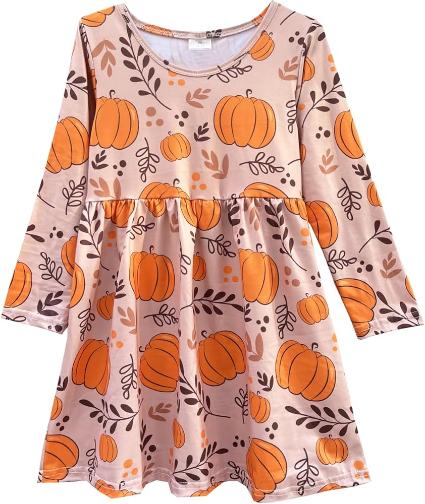 Toddler Girl'S Summer Dresses Outfit Baby Girls' Sundress Long Sleeve(Pink Pumpkin 24T)