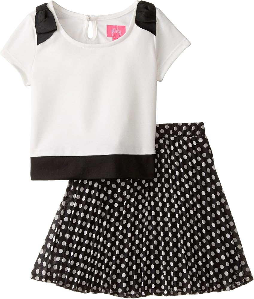 Pinky Pink Little Girls' Polka Dot Skirt Set