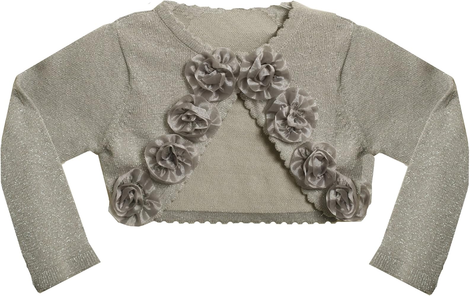 Bonnie Jean Big Girls' Sweater with Ribbon Flower Detailing