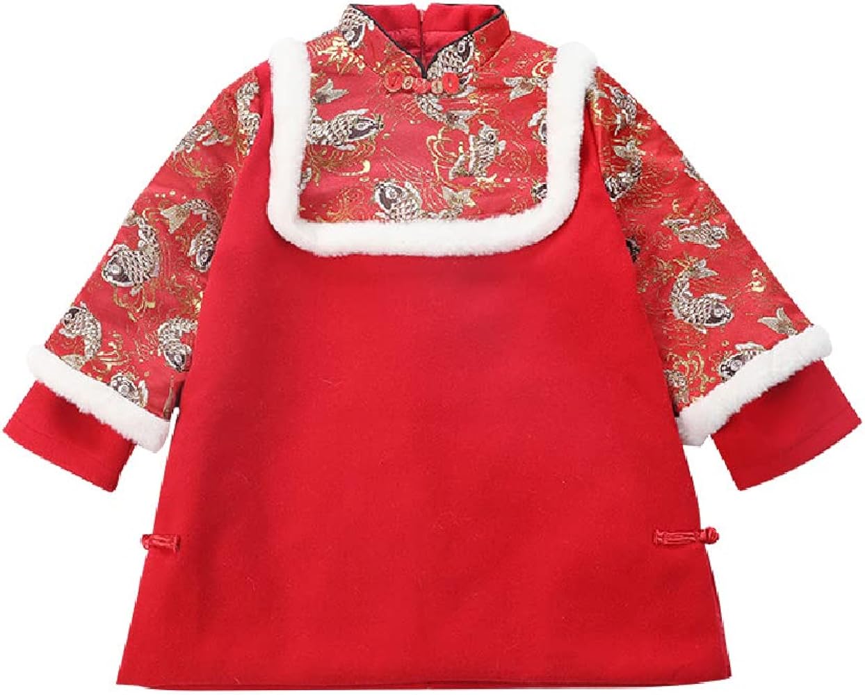 Quenny Girls' Tang Suit,Children's Autumn and Winter Chinese Style Cheongsam and Hanfu Suits,Thicken New Year's Clothing.