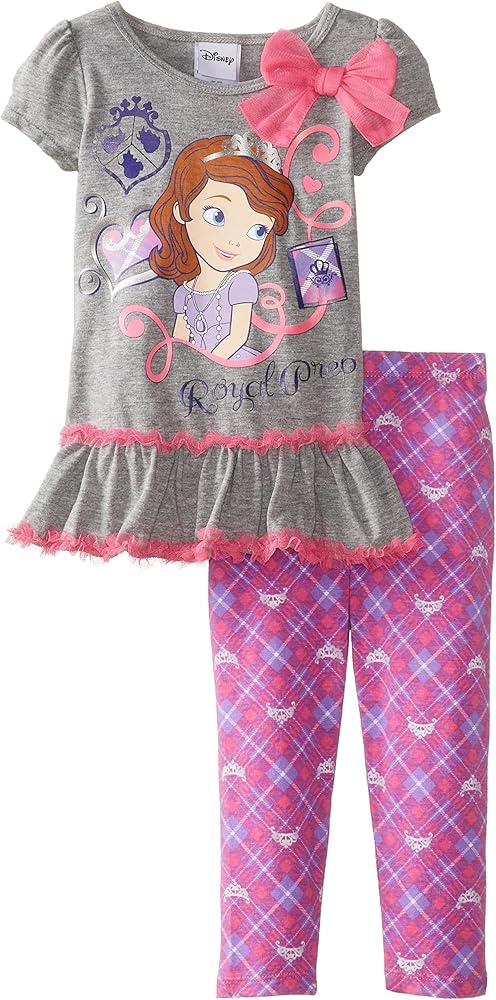 Disney Girls' Sofia 2 Piece Short Sleeve Legging Set