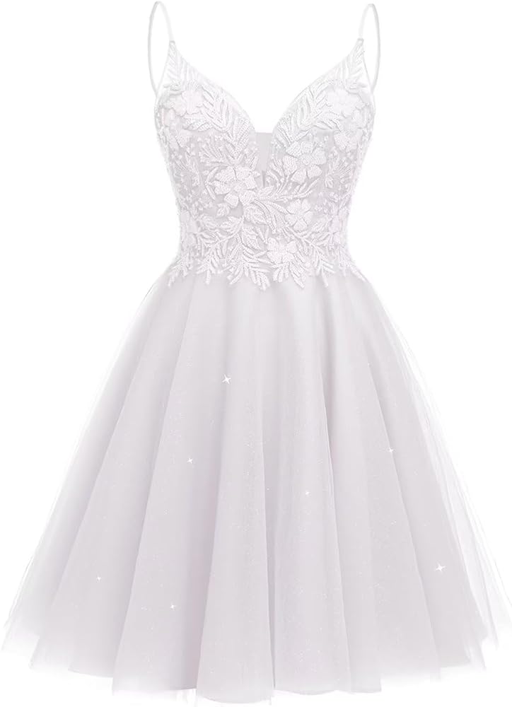 Sparkly Tulle Homecoming Dresses Short Lace Prom Dresses for Teens Mini Cocktail Dress