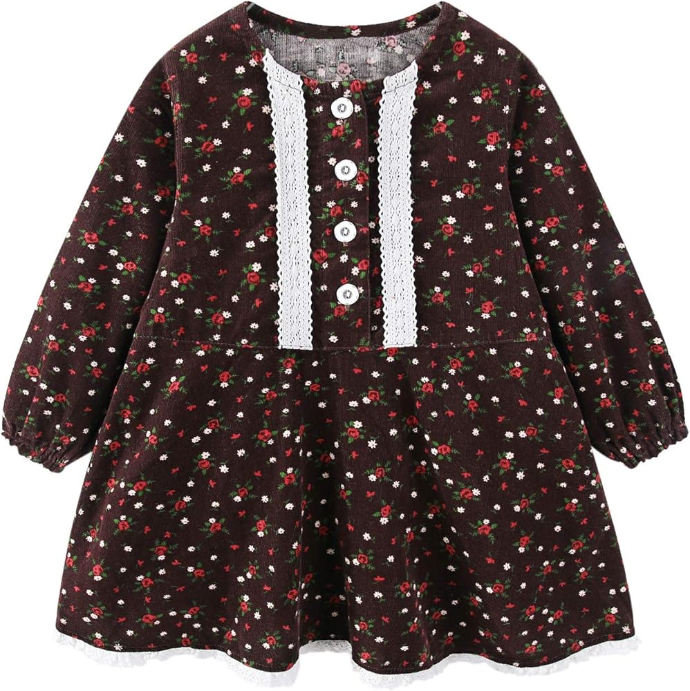 Mud Kingdom Boutique Little Girls Corduroy Dress Cute Long Sleeve Spring Fall