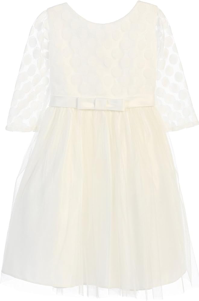 BNY Corner Flower Girl Dress See-Through Sleeves Styles Dress Easter Dress for Any Event