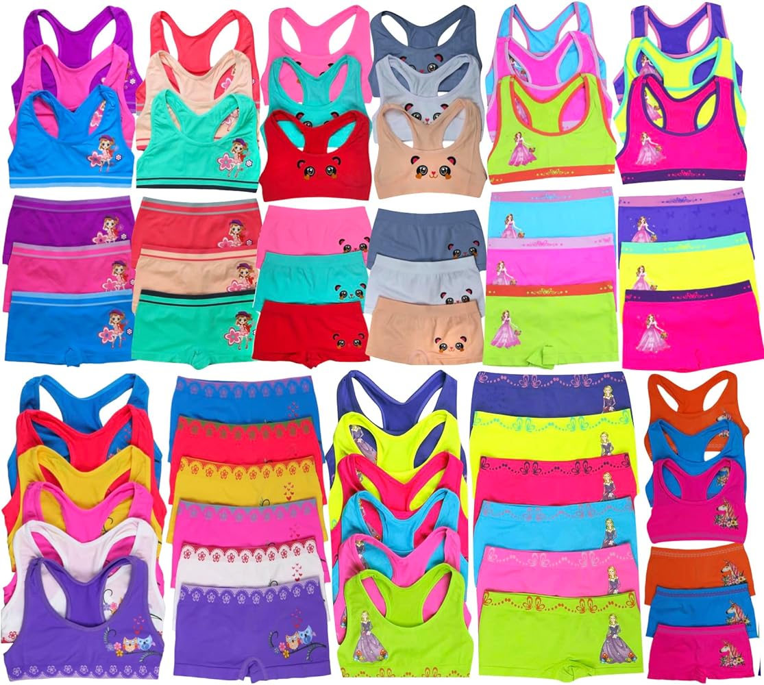 ToBeInStyle Girls' Pack of 12 Mystery - 6 Cami or Racerback Tops & 6 Matching Bottoms Sets