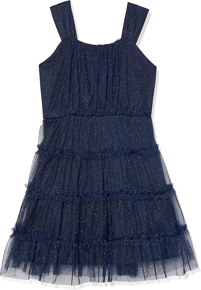 Speechless Girls' Sleeveless Tiered Glitter Tulle Dress