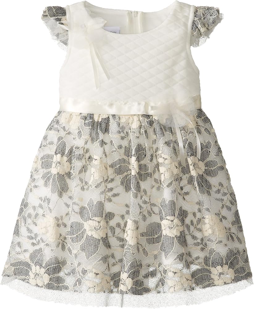 Bonnie Jean Little Girls' Dress Quilted Bodice To Lace Skirt