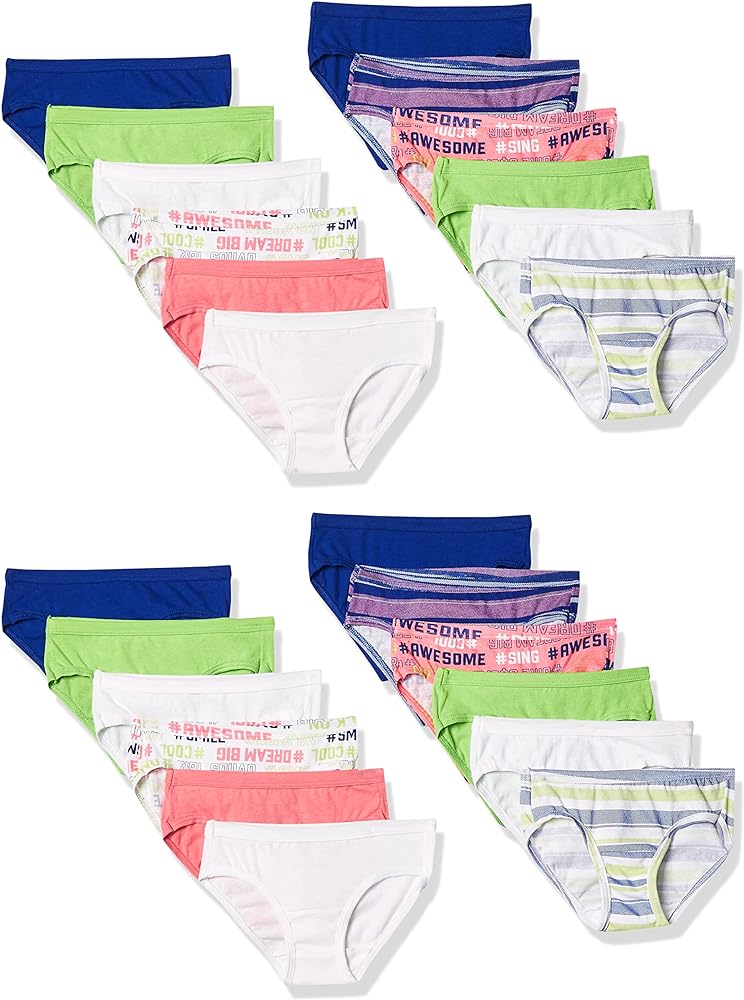 Fruit of the Loom girls Cotton Underwear, Assorted Multipacks (Packs of 22 & 24)