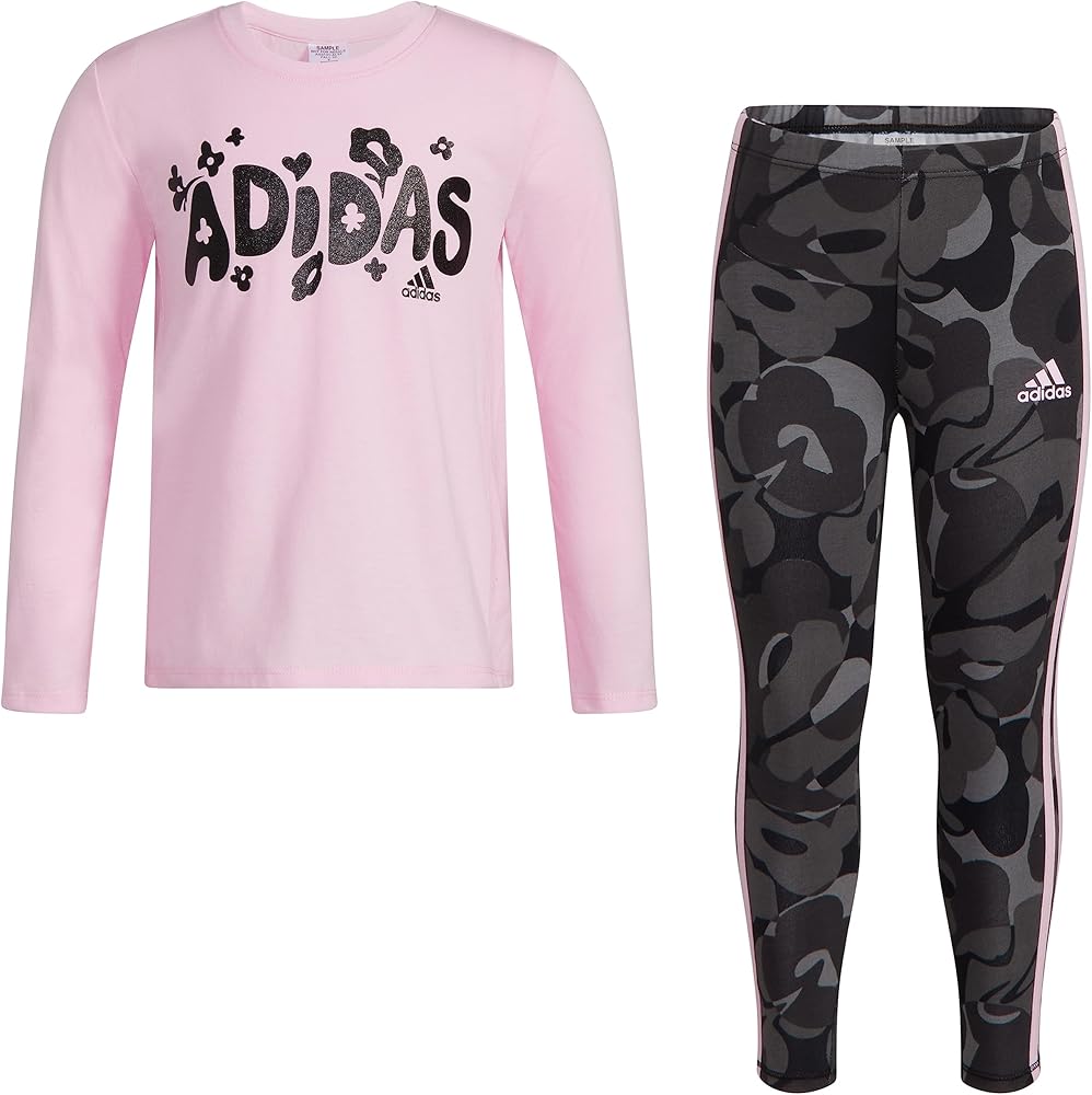 adidas Girls 2-piece Long Sleeve Swing Tee & Printed Legging Set2-Piece Clothing Set