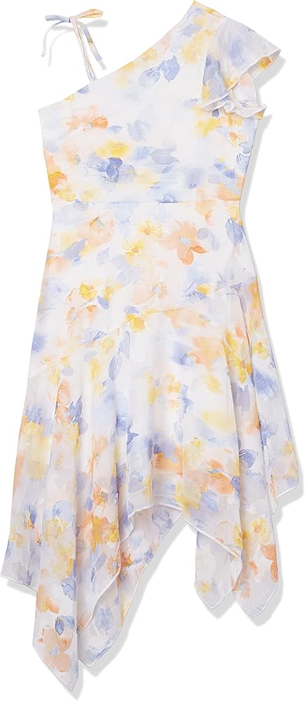 Speechless Girls' Floral-Printed Chiffon Hi-Low Dress