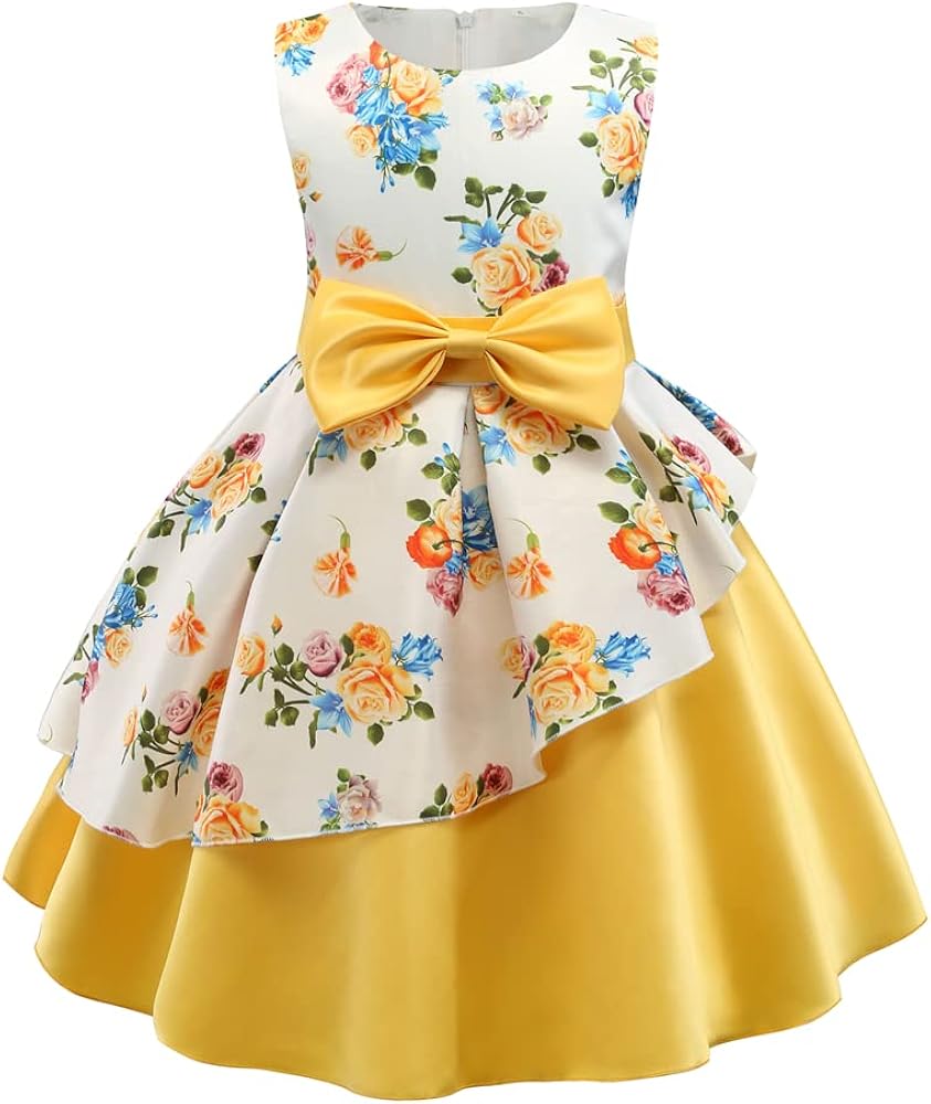 2T-9T Flower Girls Pageant Party Dresses Kids Special Occasion Floral Formal Dress