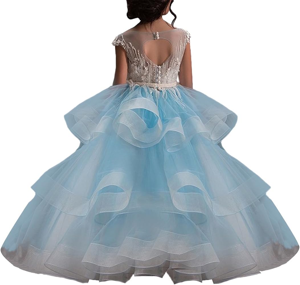 WDE Long Little Girls Pageant Dresses for Wedding Kids First Communion Prom Ball Gown