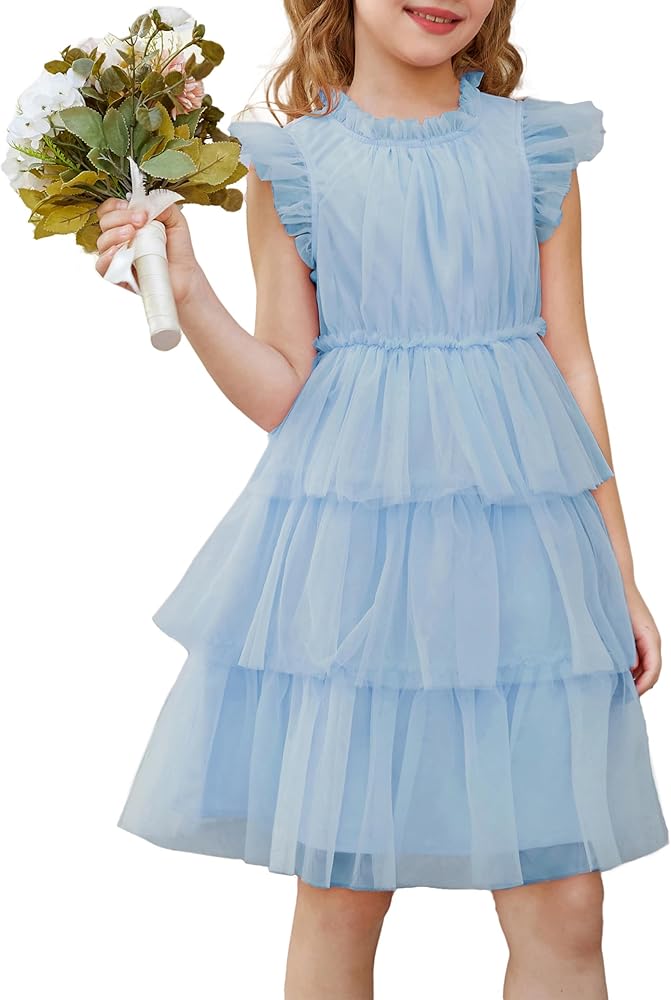 GRACE KARIN Girl Summer Birthday Party Dress Ruffle Tiered Tulle Princess Prom Dress Size 5-12