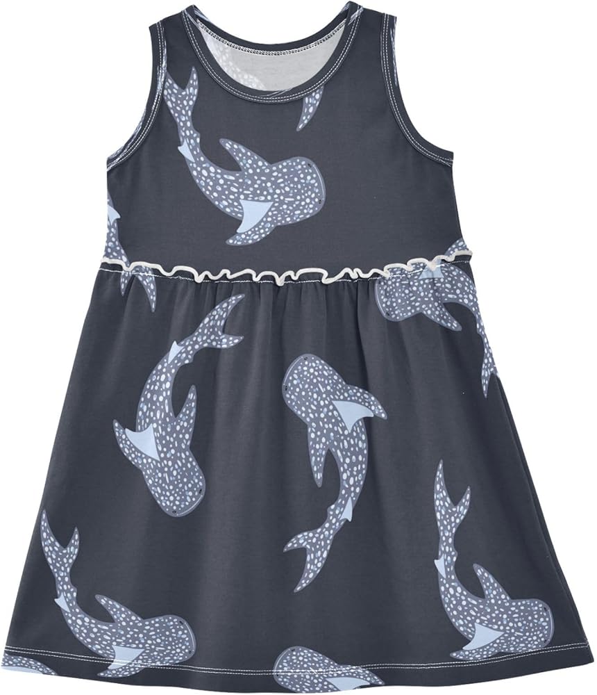 Dark Whale Sharks Girls Dress Kids Toddler Casual Dresses Summer Dresses 2T