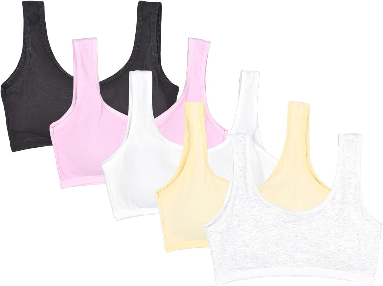 Nearpo Training Bras for Girls 10-12 12-14 14-16 Starter Sports Bras with Lightly Padding 5 Pack