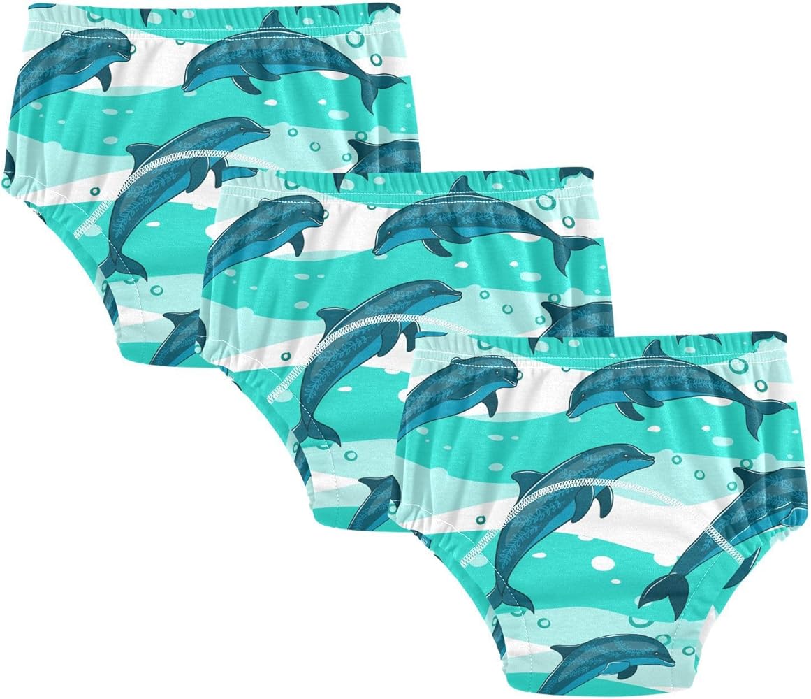 ALAZA Cute Dolphin Print Sea Animal Cotton Potty Training Underwear Pants for Toddler Girls Boys, 2t, 3t, 4t, 5t