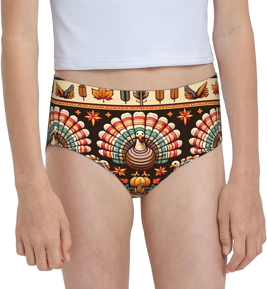 Augenstern Cotton Underwear Thanksgiving-Turkey-Pumpkin Girls'Briefs Soft Underpants