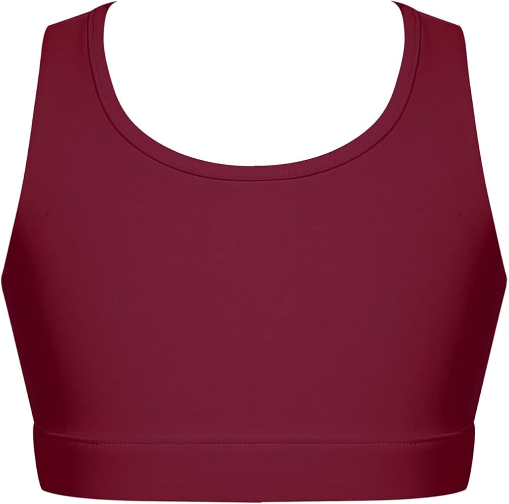 easyforever Kids Girls Athletic Sport Bra Strappy Back Vest Crop Top Tanks for Gym Workout Dance Gymnastics