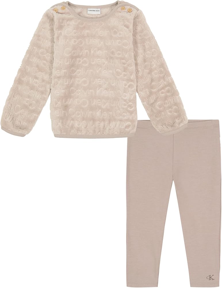 Calvin Klein Girls 2 Pieces Silky Sherpa & Legging Set