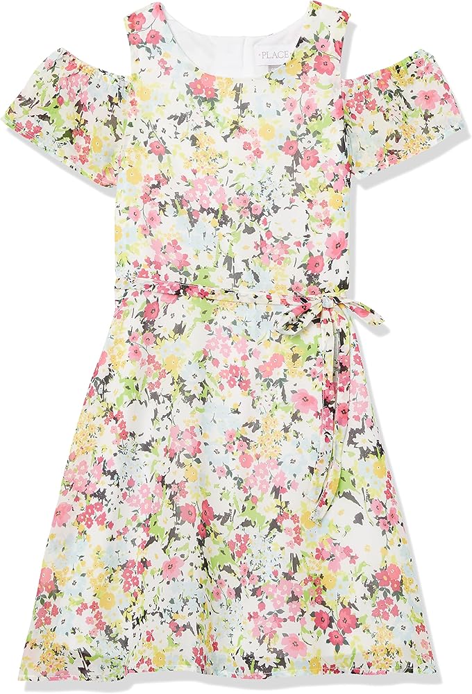 The Children's Place Girls' Floral Off Shoulder Dress