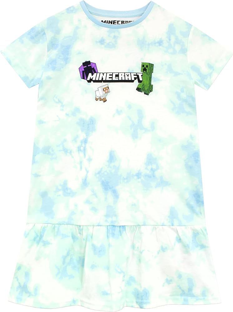 Minecraft Girls Tie-Dye Enderman and Creeper Dress Daywear for Kids