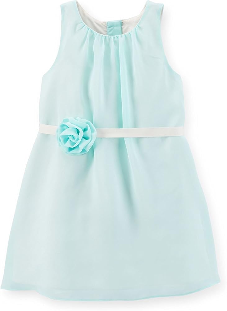 Carter's Little Girls Crepe Rosette Dress (Kids, Pale Blue)