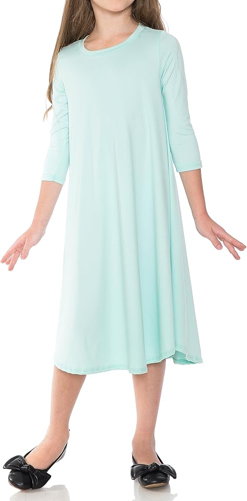 Pastel by Vivienne Honey Vanilla Girls' Trapeze Midi Dress with Easy Removable Label