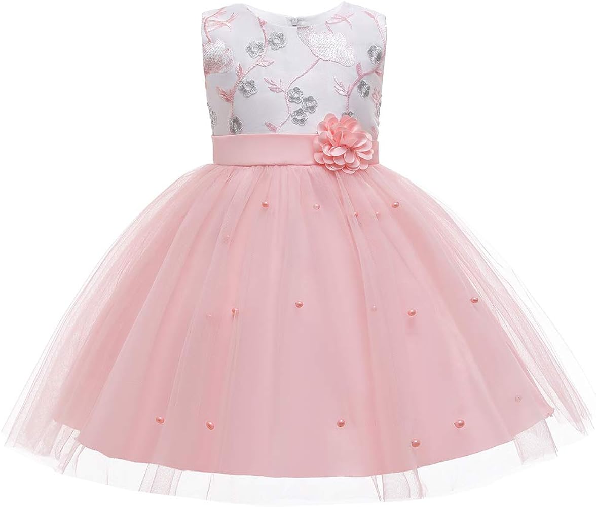 3M-9T Baby Girls Flower Dress Embroidery Pageant Party Wedding Lace Dresses