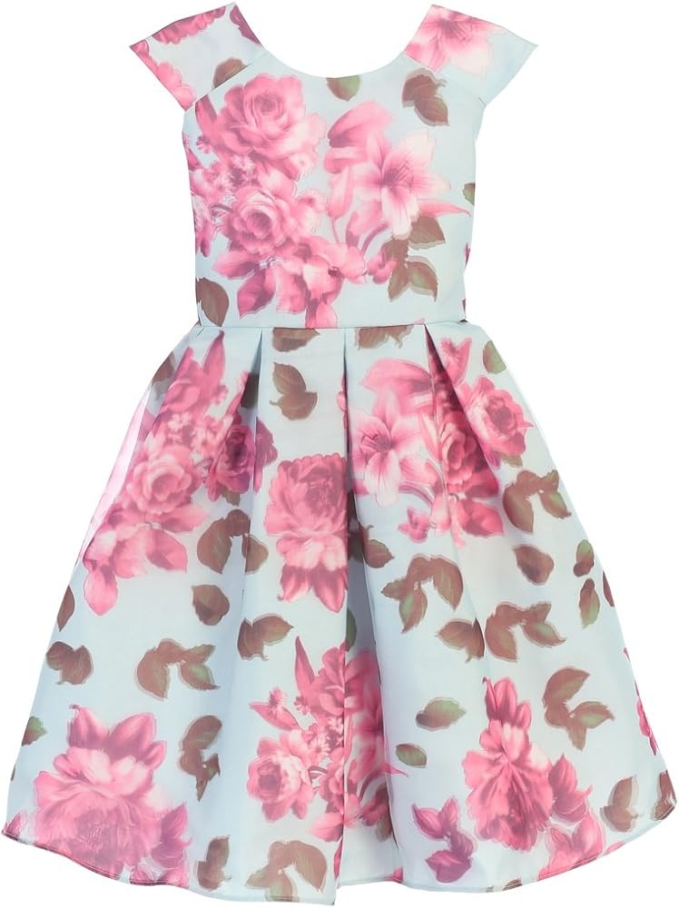 Cap Sleeve Dress Special 3D Floral Print Easter Summer Flower Girl Dress