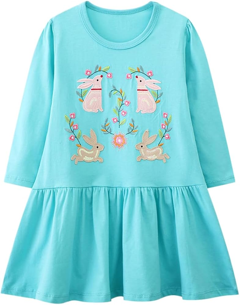 Little Girls Long Sleeve Dresses Fall Winter Spring Dresses for Toddler Girl Kids Casual Clothes Outfit