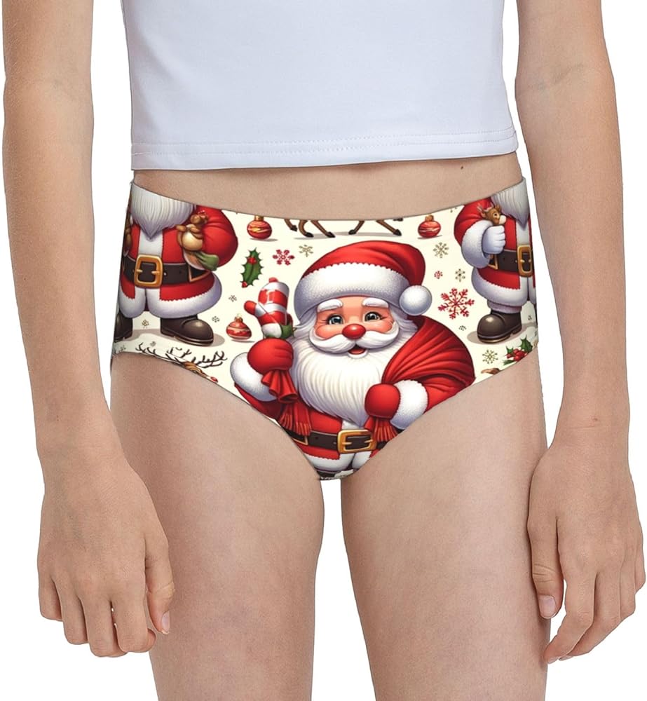 Augenstern Cotton Underwear Christmas-Santa-Claus-Elk Girls'Briefs Soft Underpants