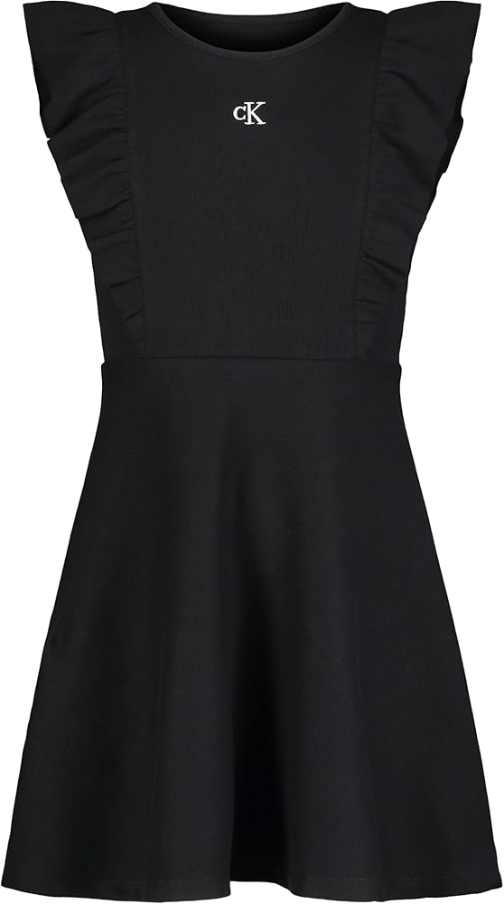 Calvin Klein Girls' Ribbed Flutter Trim Dress