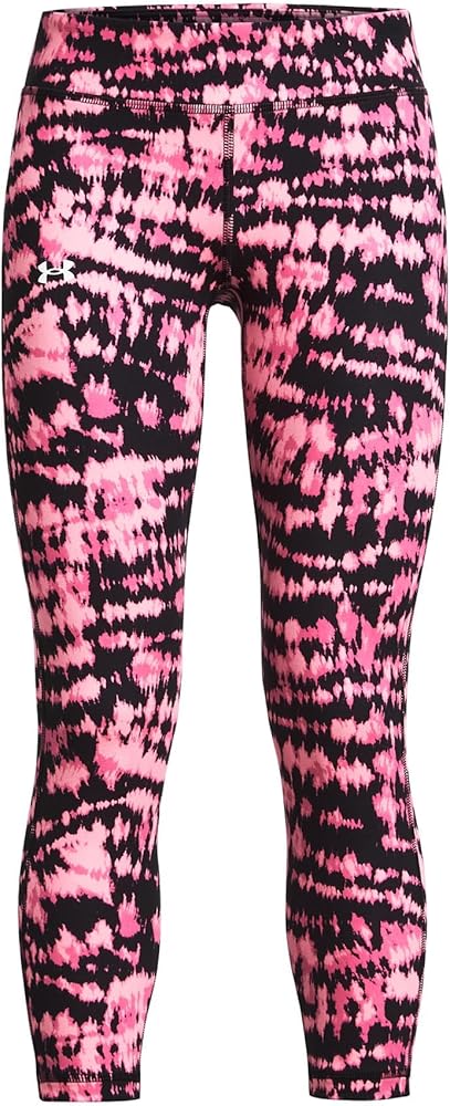 Under Armour Girl's Motion Printed Crop (Big Kids) Fluo Pink/Black/White SM (8 Big Kid)