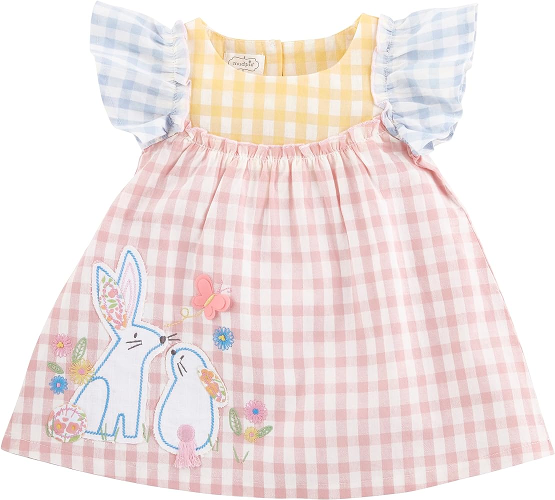 Mud Pie Girls Bunny Gingham Dress