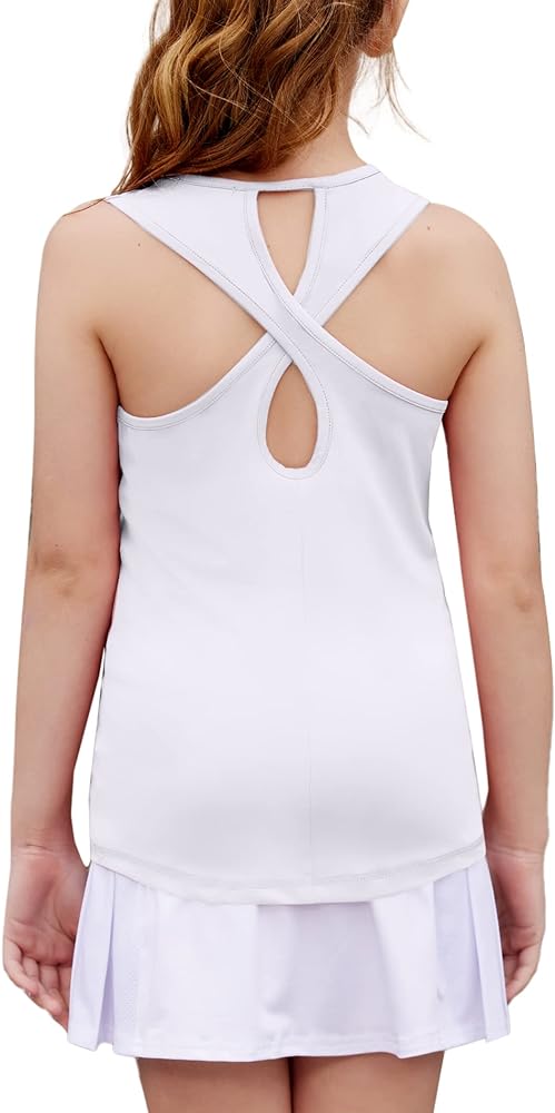 Zaclotre Girls Cross Back Hollow Tank Tops for Sports Workout Racerback Sleeveless Athletic Shirts