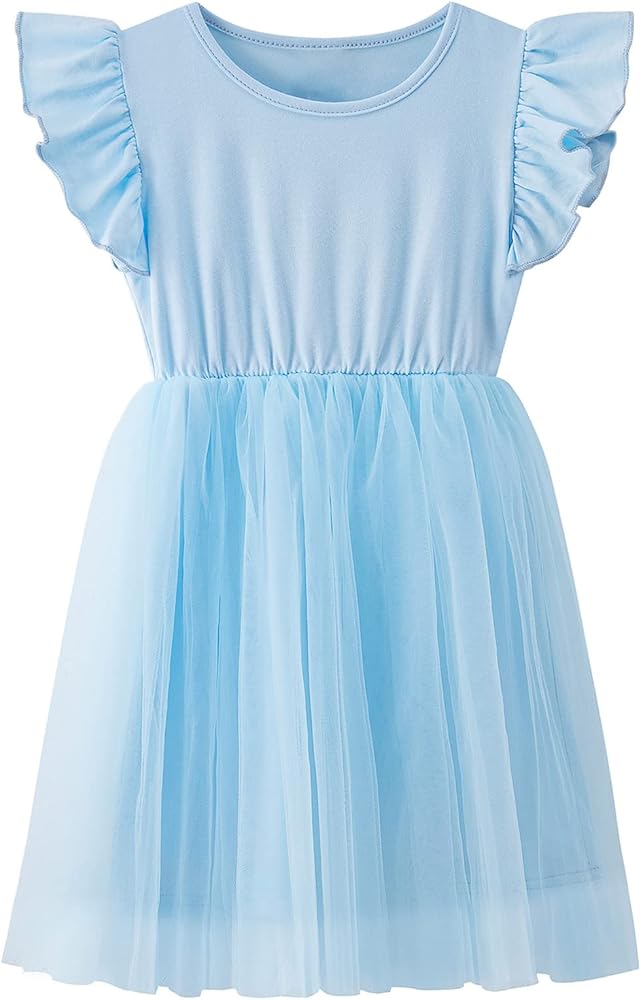 Girls Tutu Dress Toddler Ruffle Sleeve Princess Party Tulle Sundress