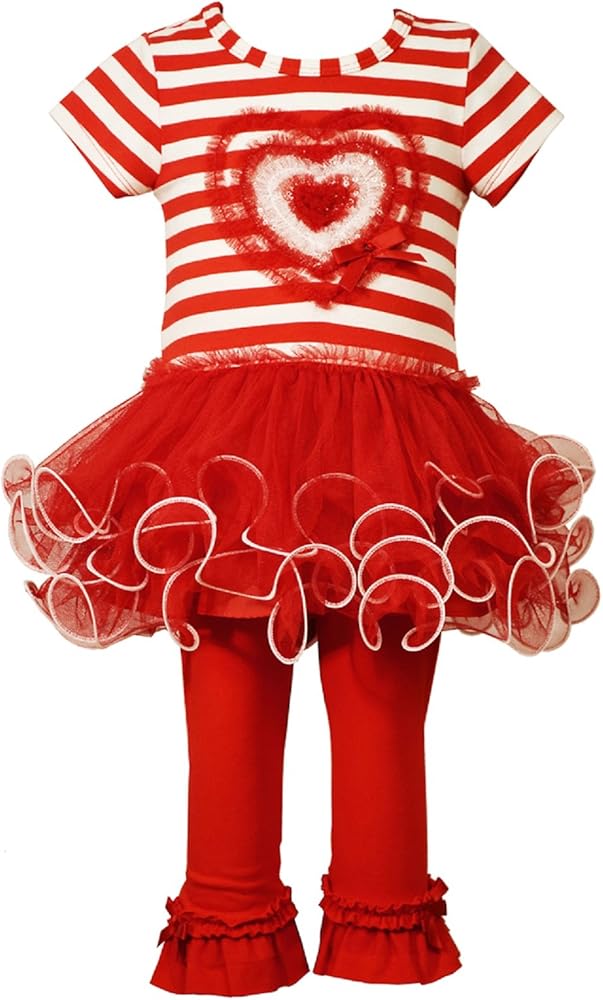 Bonnie Jean St Valentine Heart Tutu Birthday Dress & Leggings Set Girls