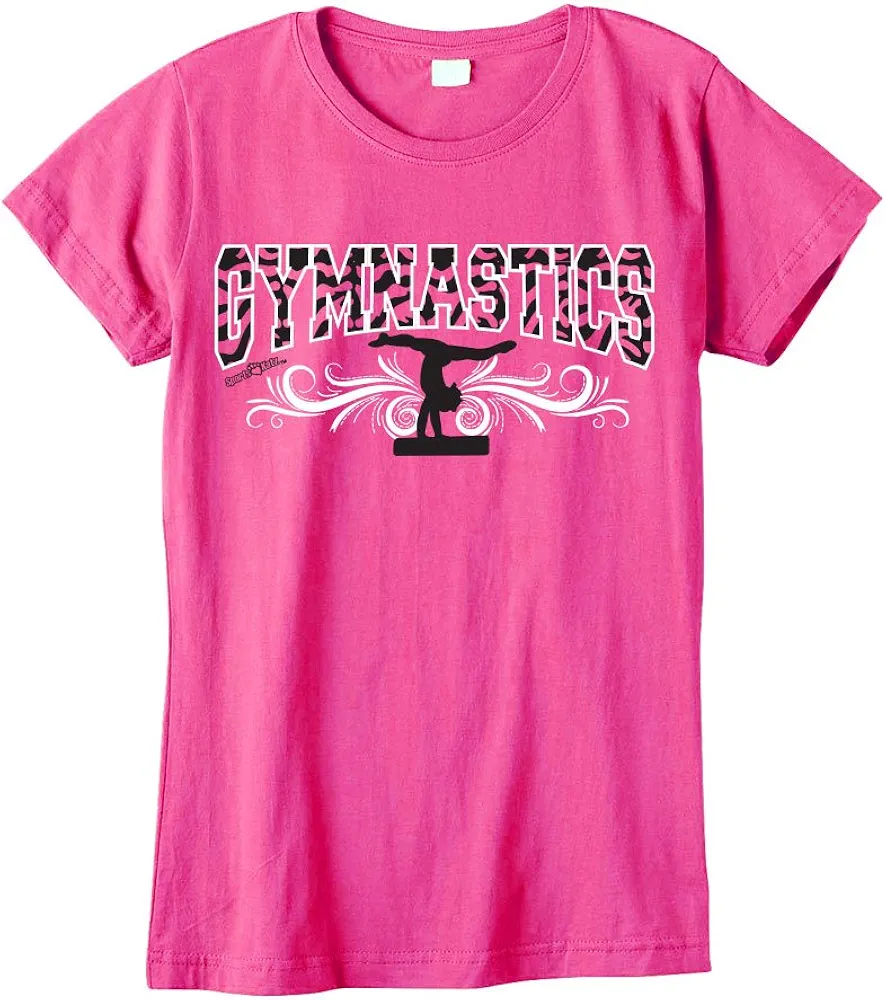 Sports Katz Big Girls 'Zebra' GYMNASTICS Fashion T-Shirt Hot Pink Youth Large