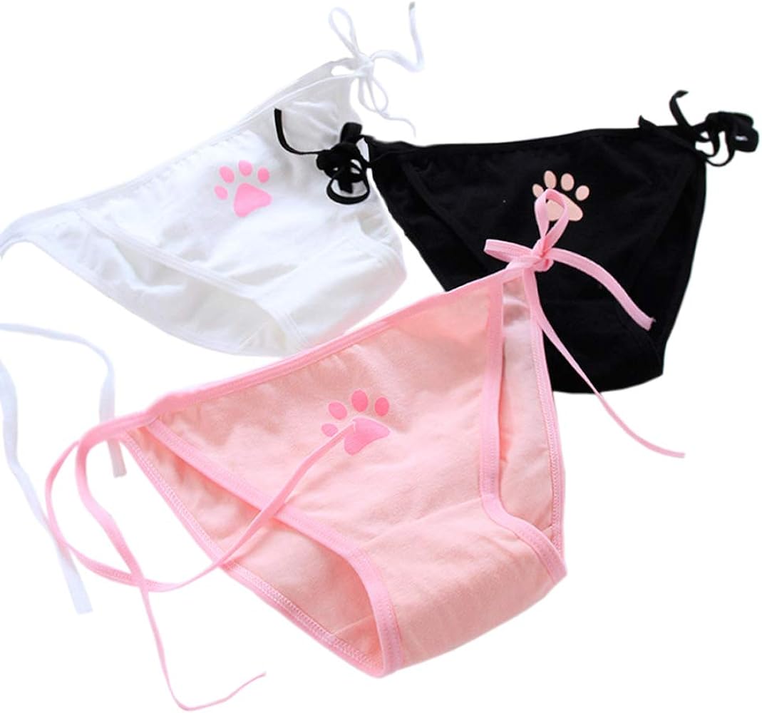 SINROYEE Cute Japanese Style Blue & pink Stripe Panties Bikini Cosplay Cotton Underwear Bandage Anime Free size Hot