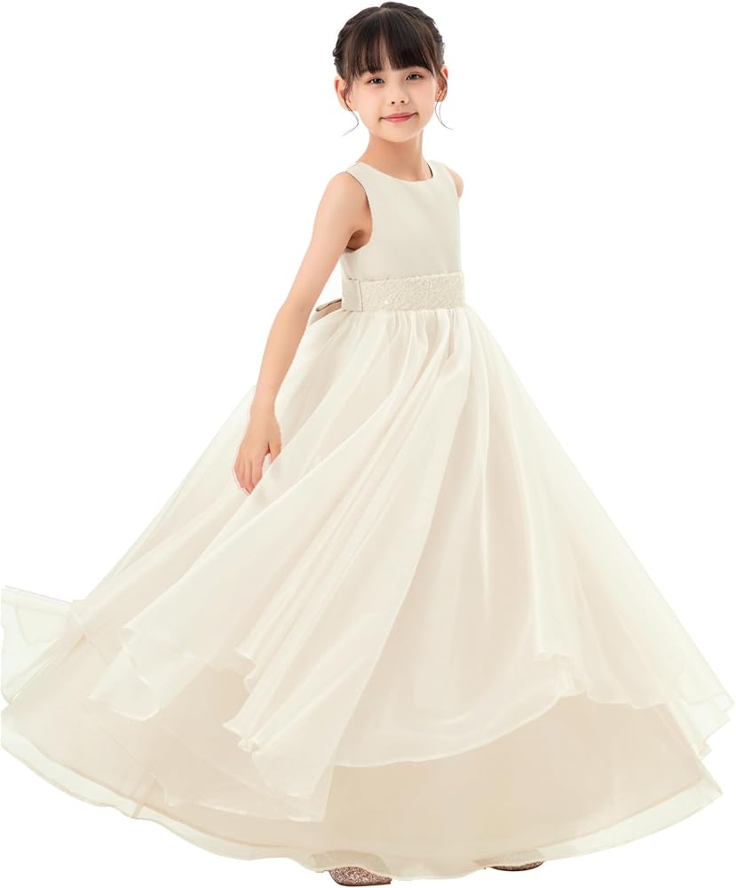 ekidsbridal Tiered Ruffle Organza Flower Girl Dresses for Formal Events Evening Gown Seq1