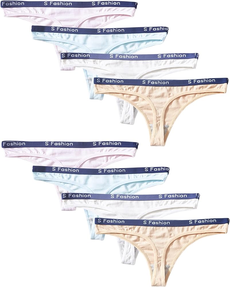 Kiench Teens Underwear Thongs Cotton Junior Girls' Hipster Panties Low Rise 8-Pack