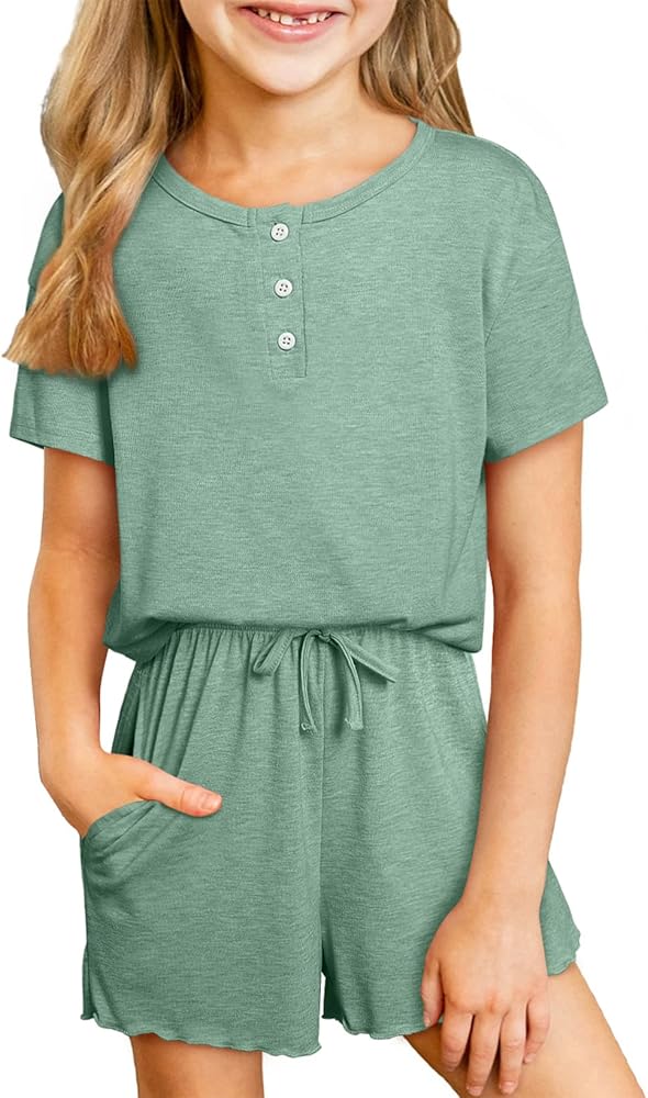 blibean Girls Summer Outfit 2024 Pockets Two Piece Shorts Set Size 4-13 Years