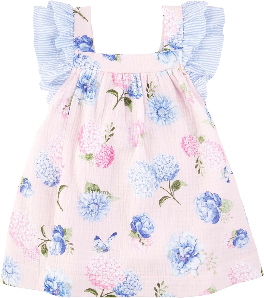 Mud Pie Baby Girls Hydrangea Dress, Pink, 5T