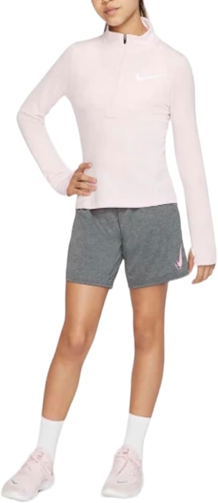 NIKE Dri-FIT Girls (Big Kids) 6" Gray/Pink Training Short Active Shorts Standarf Fit D85969-068