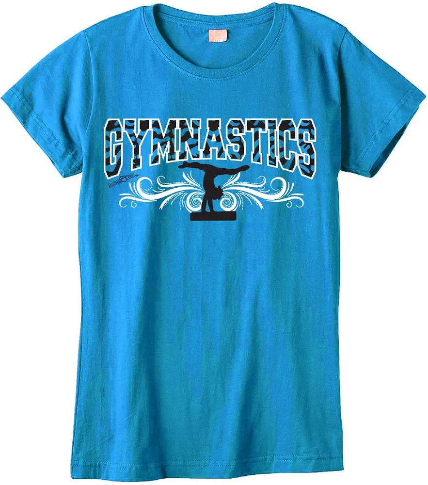 Sports Katz Big Girls 'Zebra' GYMNASTICS Fashion T-Shirt Turquoise Youth Medium