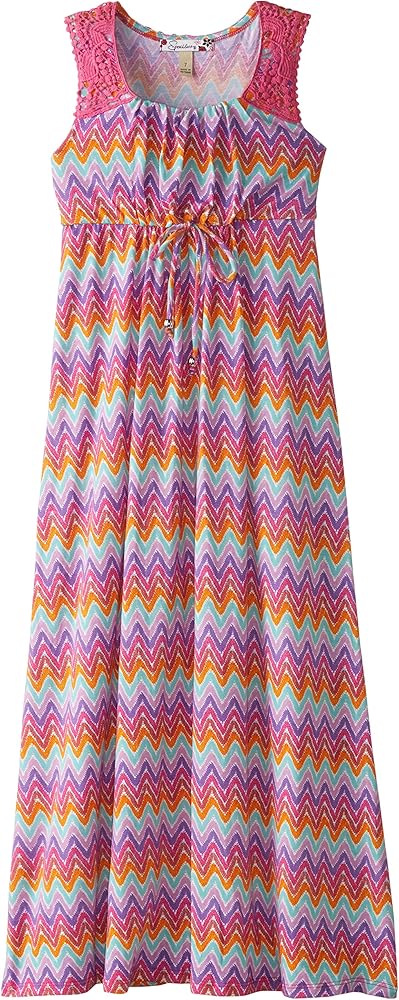 Speechless Big Girls' Printed Maxi Dress with Crochet